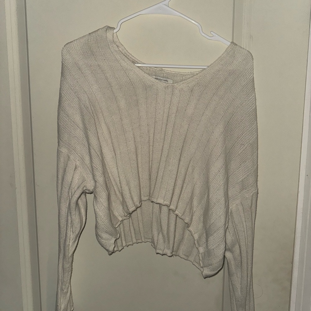 Aerie Cream V-Neck Sweater